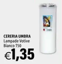Hurrà Cereria Umbra Lampade Votive Bianco offerta