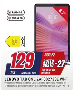 Trony Lenovo Tab One ZAF00273SE Wi-Fi offerta