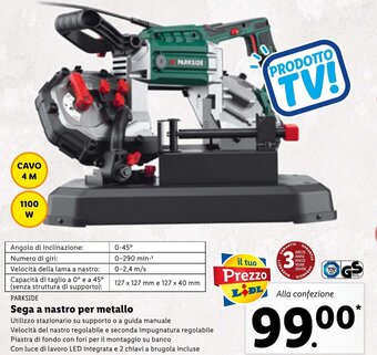 Lidl Parkside Sega a nastro per metallo offerta