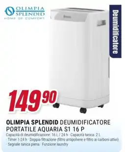 Trony Olimpia Splendid deumidificatore portatile aquaria s1 16 p offerta