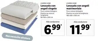 Lidl Livarno Home Lenzuolo con angoli matrimoniale 180-200x200 cm offerta