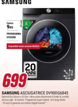 Trony Samsung asciugatrice dv90dg6845 offerta