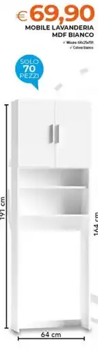 Todis Mobile lavanderia MDF bianco offerta