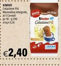 Hurrà Kinder Colazione Più Merendina Integrale offerta