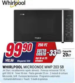 Trony Whirlpool microonde mwp 203 sb offerta