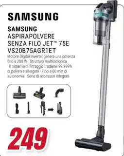 Trony Samsung aspirapolvere senza filo jet 75e offerta