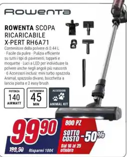 Trony Rowenta scopa ricaricabile X-Pert RH6A71 offerta