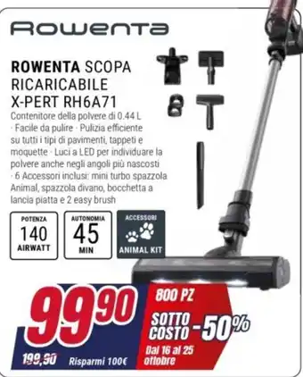 Rowenta scopa ricaricabile X-Pert RH6A71