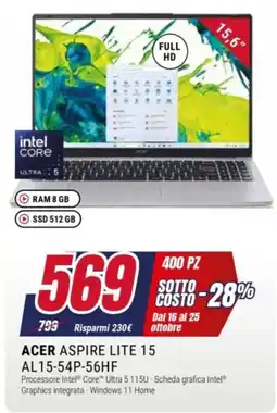 Trony Acer Aspire Lite 15 offerta