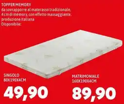 MEGA Topper memory offerta