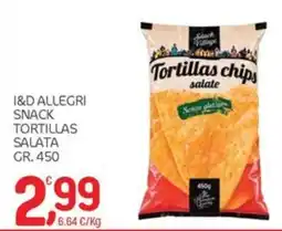 Carni e Affini Supermercati I&D Allegri Snack Tortillas Salata offerta