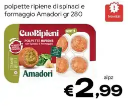 MAX Supermercati CuoriPieni polpette ripiene con spinaci e formaggio Amadori offerta
