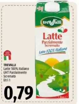 Emi Supermercati Trevalli Latte 100% Italiano UHT Parzialmente Sremato offerta