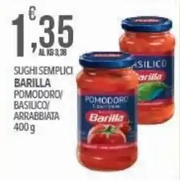 Iper Nonna Isa Sughi semplici Barilla pomodoro basilico arrabbiata offerta