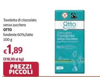 Tavoletta di cioccolato senza zucchero OTTO fondente 60%/latte