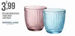 Iper Nonna Isa Set 6 bicchieri acqua liliac rosa livey blue Bormioli Luigi offerta
