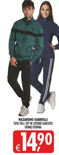 Deco Iperstore Nazareno Gabrielli Tuta full zip in cotone garzato offerta