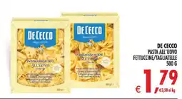 Deco Iperstore De Cecco pasta all'uovo fettuccine/tagliatelle offerta