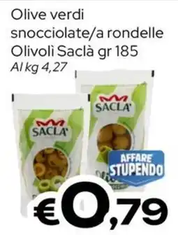 MAX Supermercati Olive verdi snocciolate/a rondelle Olivoli Saclà offerta