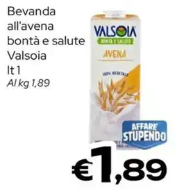 MAX Supermercati Bevanda all'avena Valsoia offerta