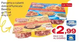 MAX Supermercati Pancetta a cubetti dolce/affumicata Beretta offerta