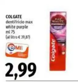 Emi Supermercati Colgate dentifricio max white purple offerta