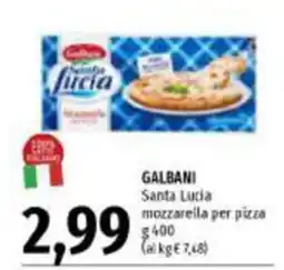 Emi Supermercati Galbani Santa Lucia mozzarella per pizza offerta