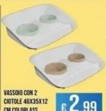 Vassoio con 2 ciotole colorglass