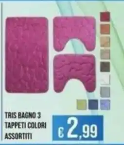Azzurro Convenienza Tris bagno 3 tappeti colori assortiti offerta