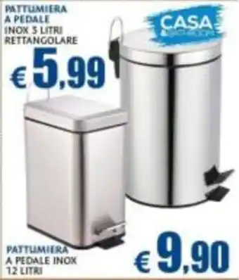 Pattumiera a pedale inox rettangolare