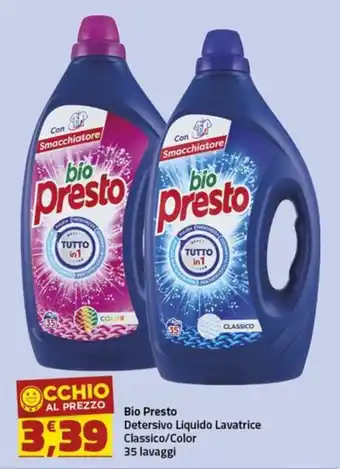 Bio Presto Detersivo Liquido Lavatrice Classico/Color