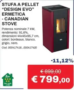 Eurobrico Stufa a pellet "Design Evo" Ermetica offerta