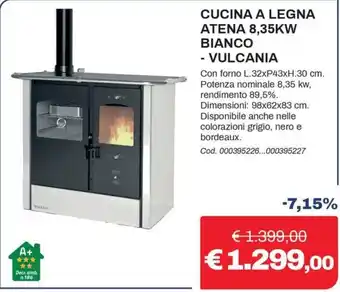 Cucina a legna Atena 8,35kW bianco - Vulcania