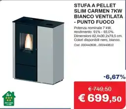 Eurobrico Stufa a pellet slim carmen 7kw bianco ventilata - punto fuoco offerta