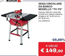 Eurobrico Sega circolare da banco Einhell offerta