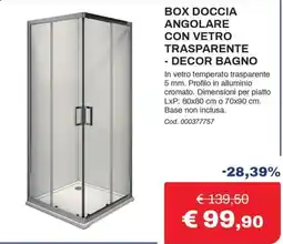 Eurobrico Box doccia angolare con vetro trasparente - Decor Bagno offerta