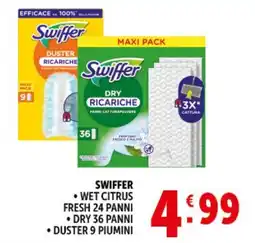 Deco Market Swiffer wet citrus fresh 24 panni dry 36 panni duster 9 piumini offerta