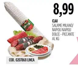 Carico Cash & Carry Clai salame milano/napoli napoli dolce - piccante offerta