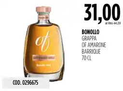 Carico Cash & Carry Bonollo Grappa Of Amarone Barrique offerta