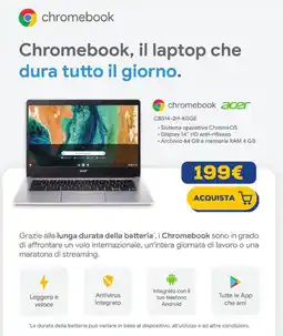 Euronics Chromebook Acer offerta
