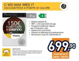 Unieuro Asciugatrice a pompa di calore Whirlpool offerta