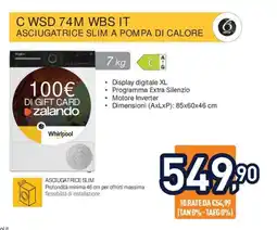 Unieuro Asciugatrice slim Whirlpool offerta