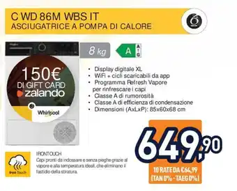 Whirlpool Asciugatrice a pompa di calore