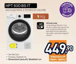 Unieuro HPT 93D BS IT asciugatrice a pompa di calore offerta
