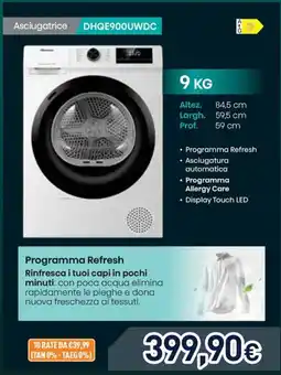 Unieuro Hisense Asciugatrice DHQE900UWDC offerta