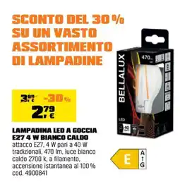 OBI Lampadina led a goccia bellalux offerta