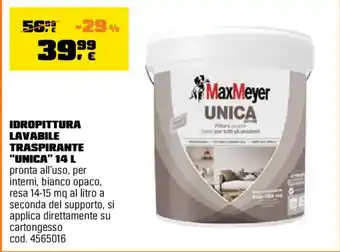 Idropittura lavabile traspirante Unica