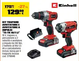 OBI Einhell Kit trapano avvitatore e avvitatore a impulsi "TE-TK 18/1 LI" offerta