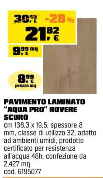 Pavimento laminato Aqua Pro Rovere scuro