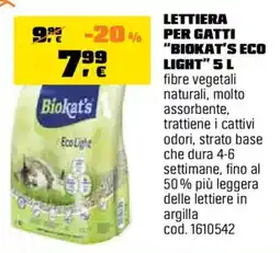 OBI Lettiera per gatti Biokat's Eco Light offerta